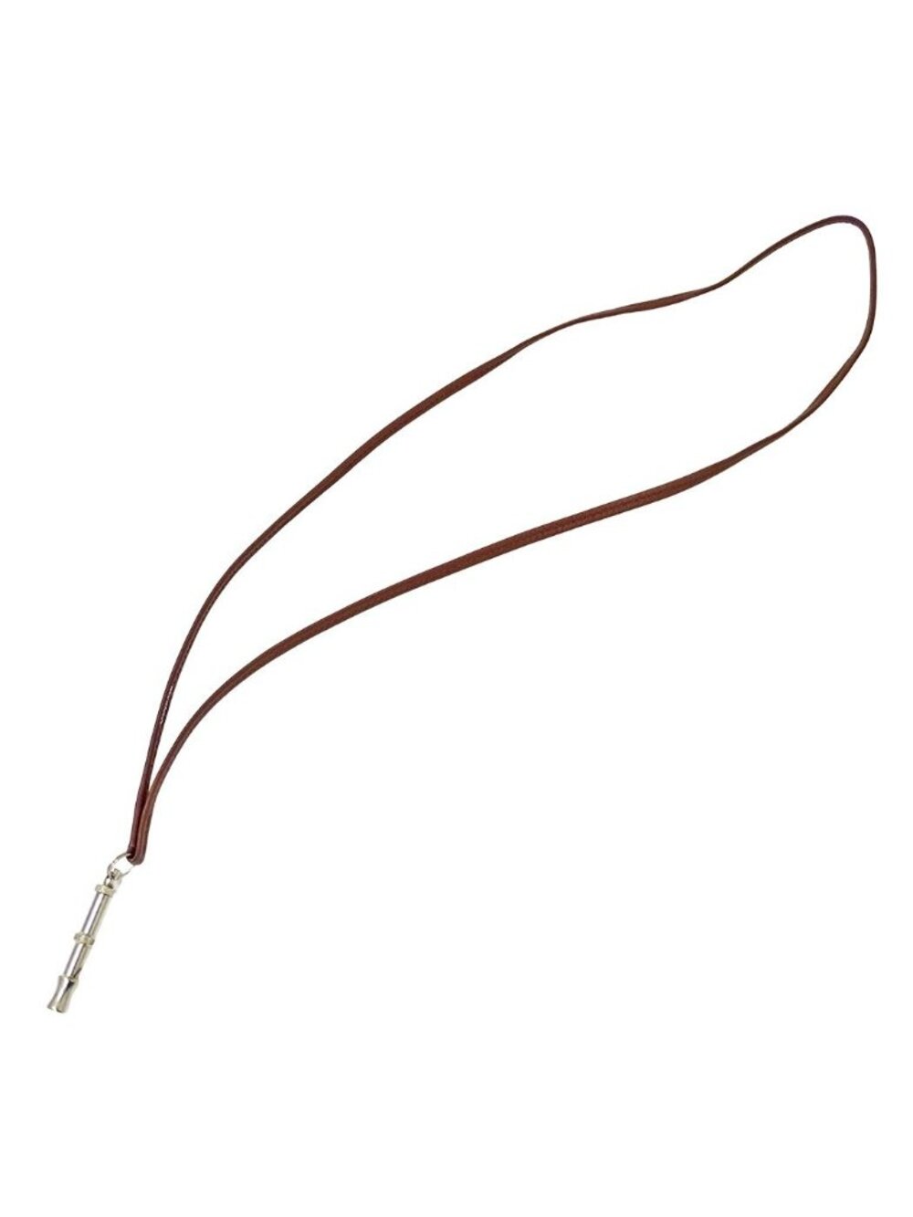 Hermes Necklace Sifre Leather Brown Silver Whistle